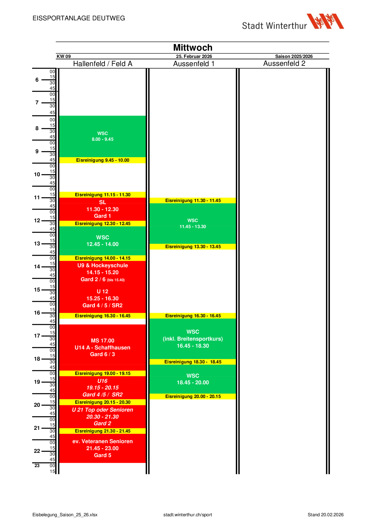 Mittwoch, 25.02.2026