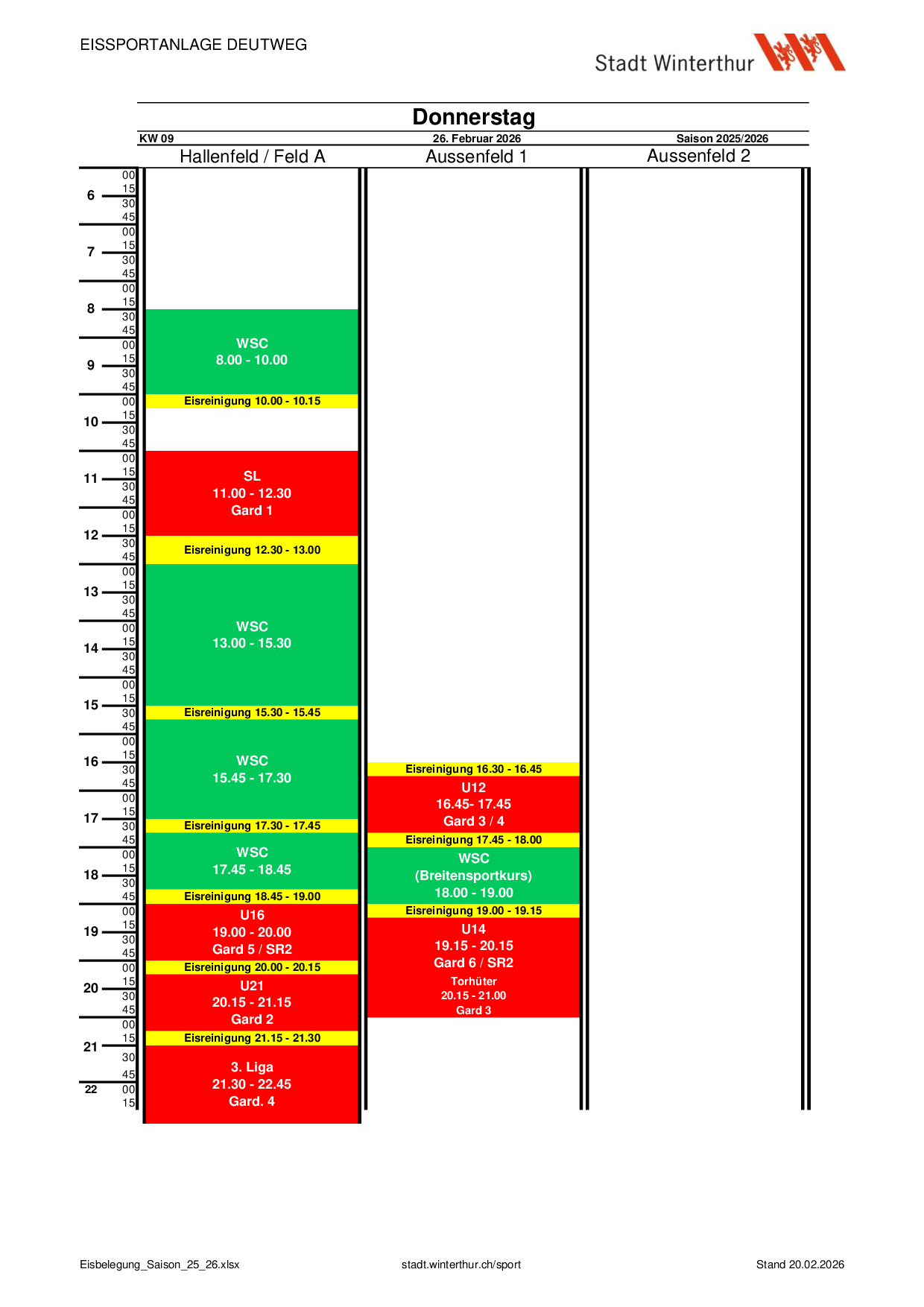 Donnerstag, 26.02.2026
