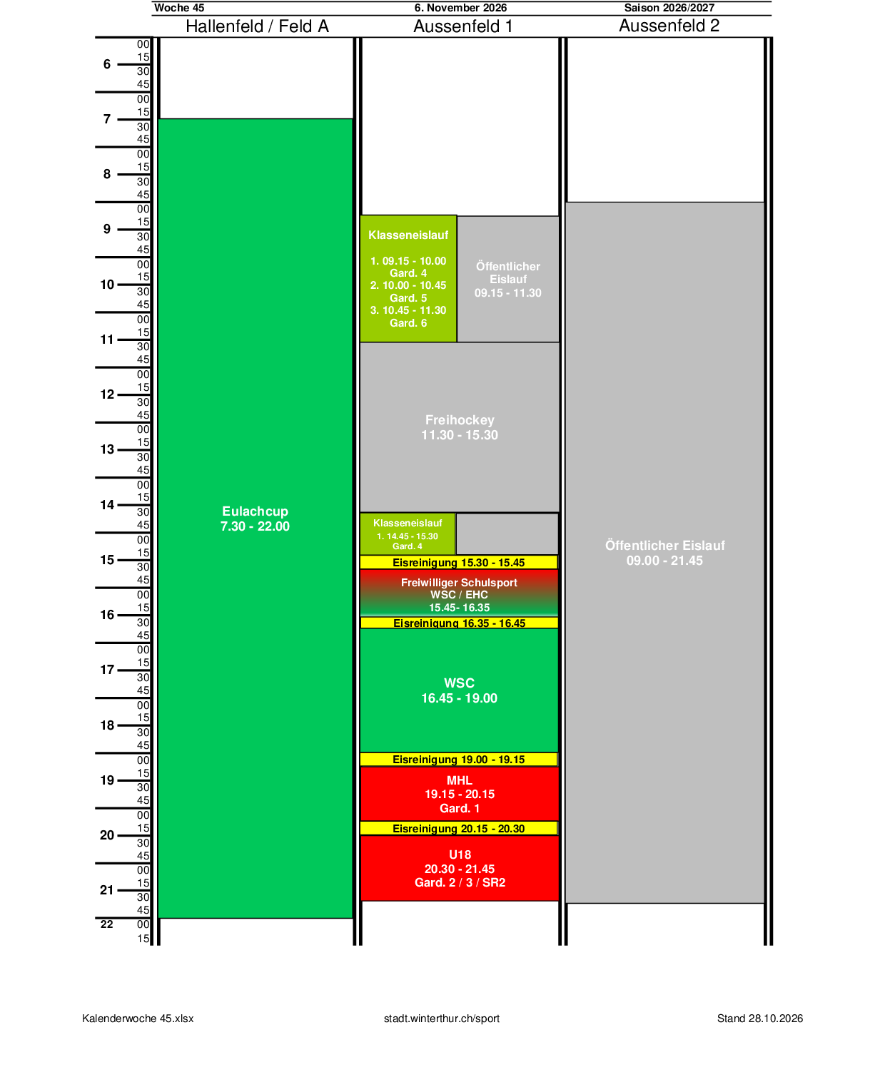 Eisbelegung Freitag, 06.11.2026